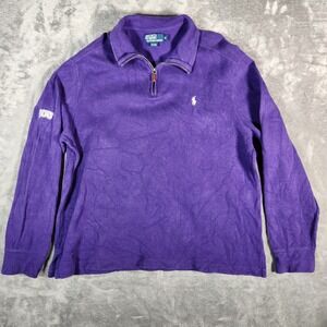 Vintage TCU Polo Ralph Lauren 1/4 Zip Mens XL Extra LargePullover Sweater Purple